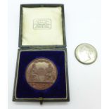 A Victorian 1840 one rupee coin and an East London Diamond Jubilee medal