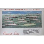 A Cunard Line poster, The Largest Passenger Fleet on the Atlantic, designed by G.H.