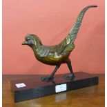 A Art Deco style gilt metal figure of a pheasant,