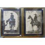 A set of four Picasso bull fighting prints