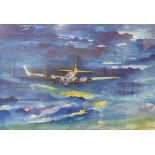 A study of an American B-17 Flying Fortress, gouache, indistinctly signed,