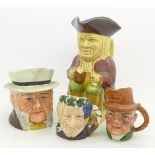 Three character jugs including Royal Doulton Bacchus and a Toby jug