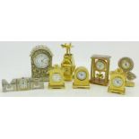 Seven miniature clocks