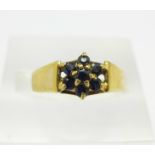 A 9ct gold and sapphire ring, 2.