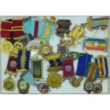 A collection of gilt metal and other RAOB medals and medallions