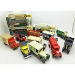 Three Lledo Eddie Stobart boxed trucks and other Matchbox models,