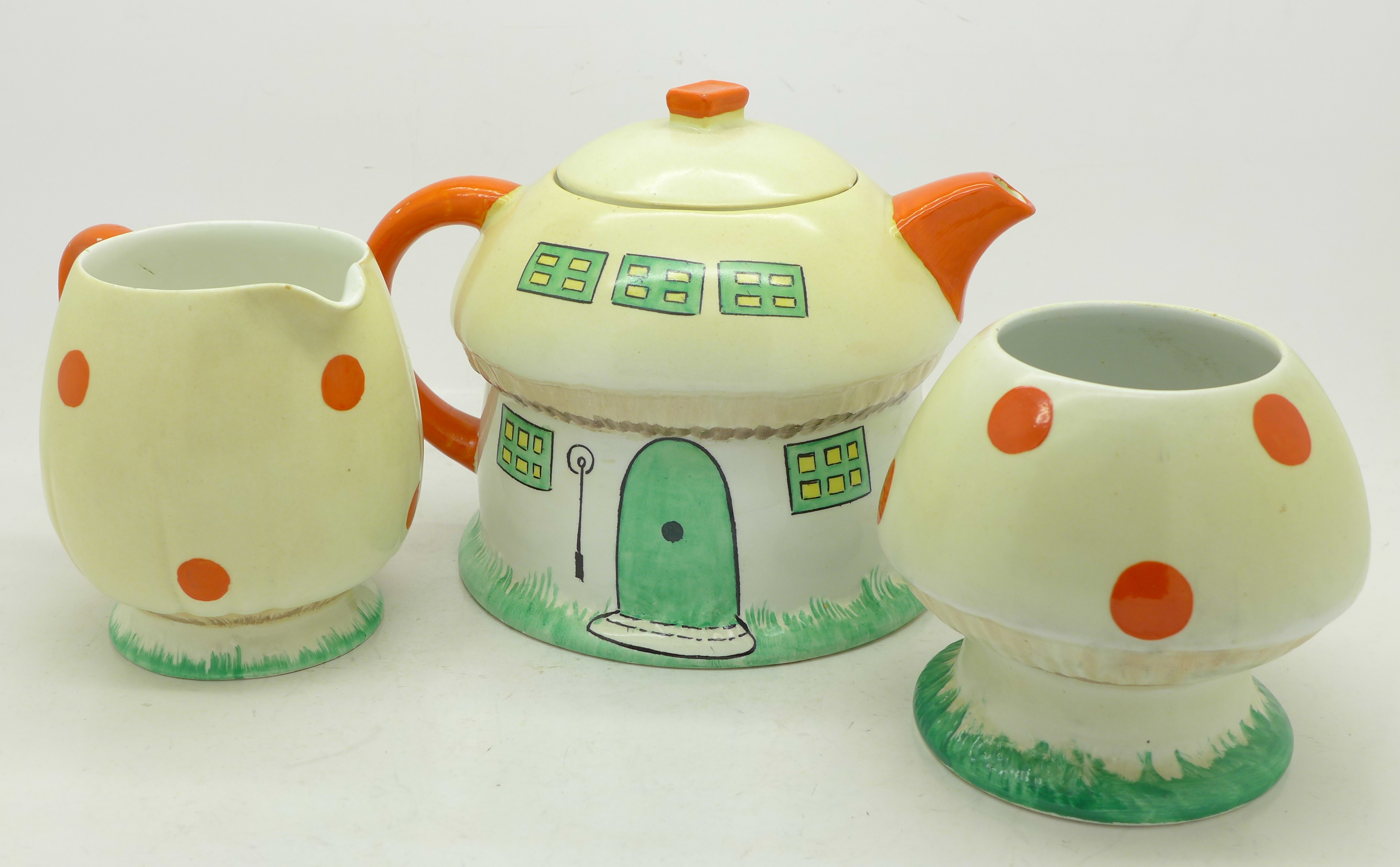 A Shelley Mabel Lucy Attwell three piece tea service, Rd.