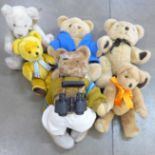 Six Teddy bears, including Abigail Explorer, Canterbury and Pamela Ann, etc.