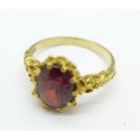 A 9ct gold and garnet ring, 3.
