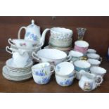 An Adderley Cornflower part coffee set, Royal Stafford and other teawares, etc.