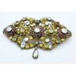 An Austro Hungarian pearl and gem set brooch