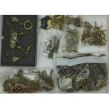 Victorian and later Albert chains, T-bars, fasteners, fobs, Albertina with crystal centre, etc.
