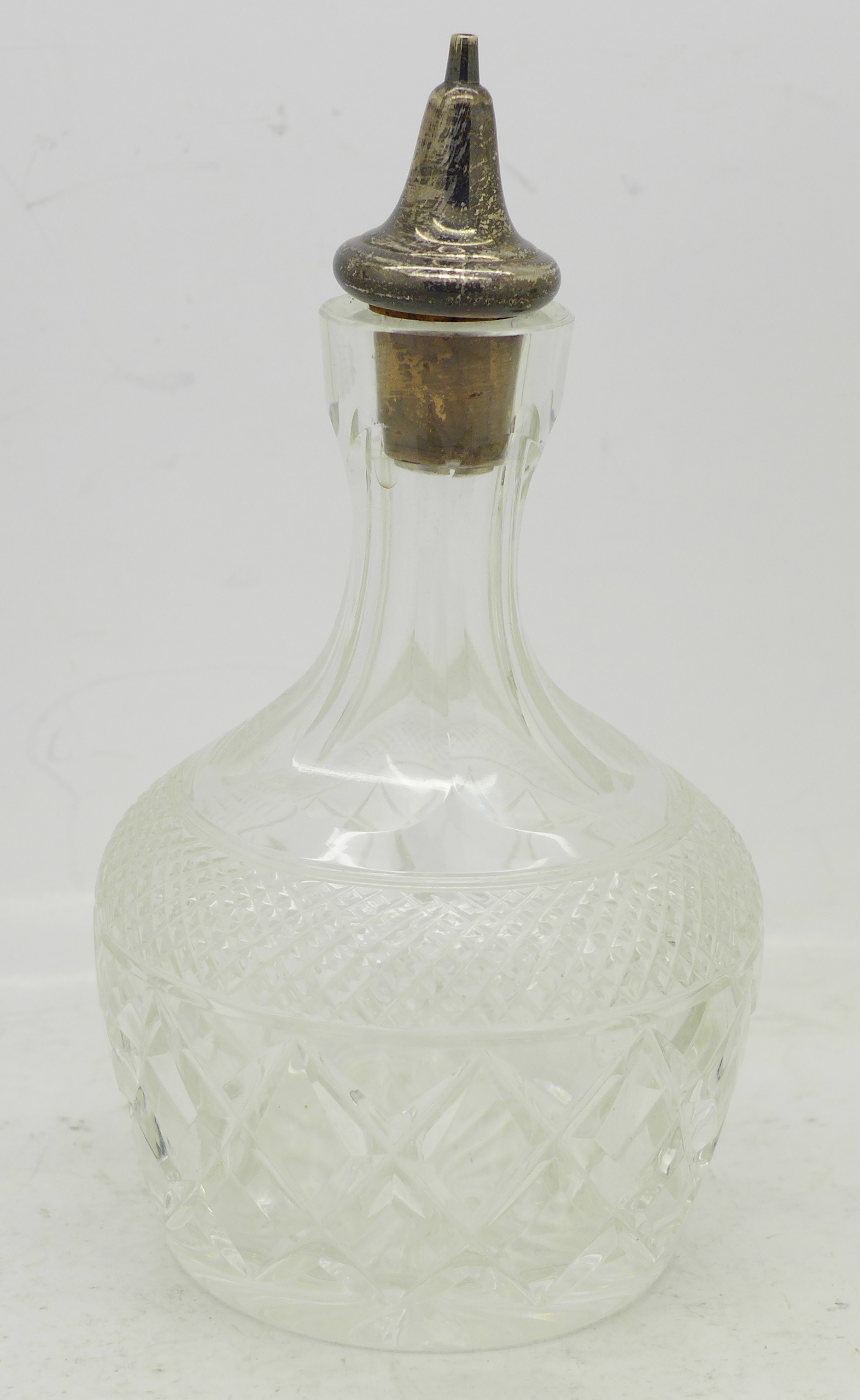 Five scent bottles including silver mounted and an oil pourer, - Image 7 of 8
