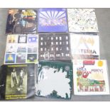 Nineteen LP records, Pink Floyd, T-Rex, Thin Lizzy, PIL, The Beatles, Kinks, Led Zeppelin,