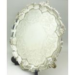A Victorian silver tray, London 1861, 361g, 22.