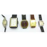 Five lady's wristwatches, including Roamer,