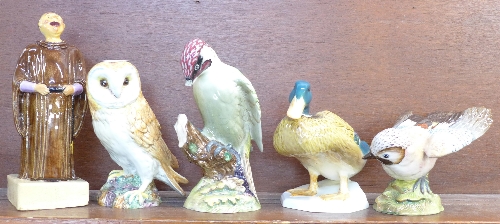A large Beswick figure of a jay, 1219, duck, 817, barn owl, 1046 and woodpecker, 1218, - Image 2 of 4