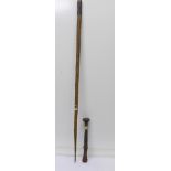A 19th Century hawthorn walking cane with hidden spear