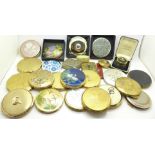 Twenty-three compacts, two pill boxes and comb, including Gwenda, Stratton, Margaret Rose,