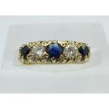 A 9ct gold, sapphire and white stone ring, 2.