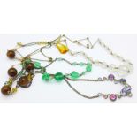 Five vintage necklaces