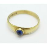 A 9ct gold and sapphire ring, 2g,