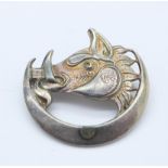 A hallmarked Scottish silver wild boar brooch,