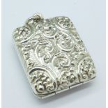 A silver stamp case, Birmingham 1902,