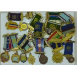 A collection of gilt metal and other RAOB medals and medallions