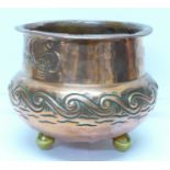 A Christopher Dresser for Benham & Froud Arts and Crafts copper jardiniere, stamped,