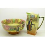 A Royal Doulton Dickens Ware bowl and a similar The Artful Dodger jug,