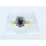 An 18ct gold, sapphire and diamond ring, 3g,