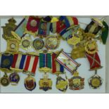 A collection of gilt metal and other RAOB medals and medallions