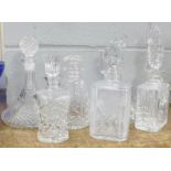Seven glass decanters
