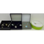 Silver jewellery including a silver and gold pendant and opal set