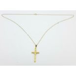 A 9ct gold cross pendant on a 9ct gold chain, 1.