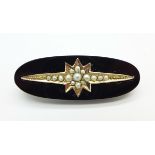 A Victorian 8ct gold, pearl and onyx brooch,