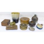 Snuff boxes, horn beaker, trinket boxes, etc.