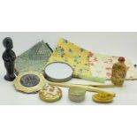 Six Liberty of London handkerchiefs, two compacts, a mirror, a scent bottle, etc.