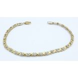 A 9ct yellow and white gold bracelet set with diamonds, 3.