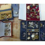 Fifty-five gold plated Victorian and Edwardian brooches, buckles, twenty-two rings,