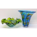 A Murano glass vase and a glass bowl