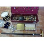 A large quantity of gentleman's gold plated Victorian and Edwardian jewellery including twenty-five