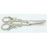 A pair of hallmarked silver grape scissors, Sheffield 1963,