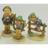 Five Hummel figures and one other,