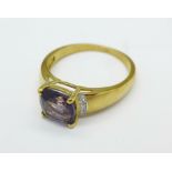 A 9ct gold, diamond and quartz ring, 3.