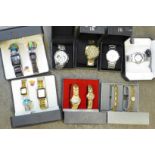 Eight boxed watches/watch sets (his and hers) including Swiss Line, Zurich Sports, Medici Gold, etc.