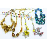 Five vintage necklaces