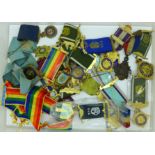 A collection of gilt metal and other RAOB medals and medallions