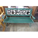 A cast iron ended garden bench